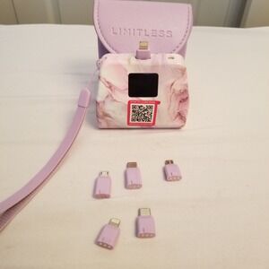 Limitless PowerPro Portable Power Bank Pink Marble with Case and 6 Connectors